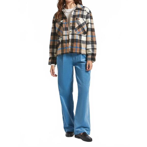 BRIXTON Tops - NEW BRIXTON bowery brushed flannel in washed black/sand